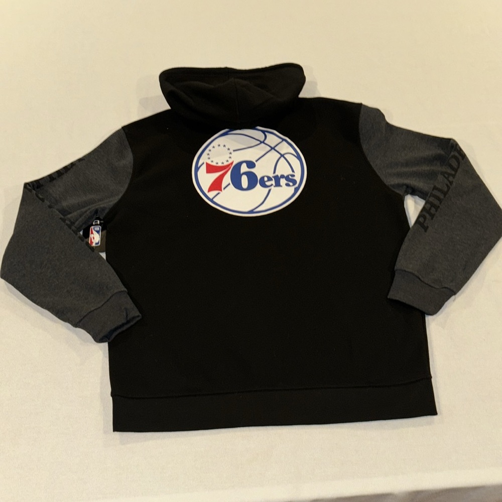 NBA men’s Philadelphia 76’ers black and grey hooded sweatshirt size large - Picture 7 of 8